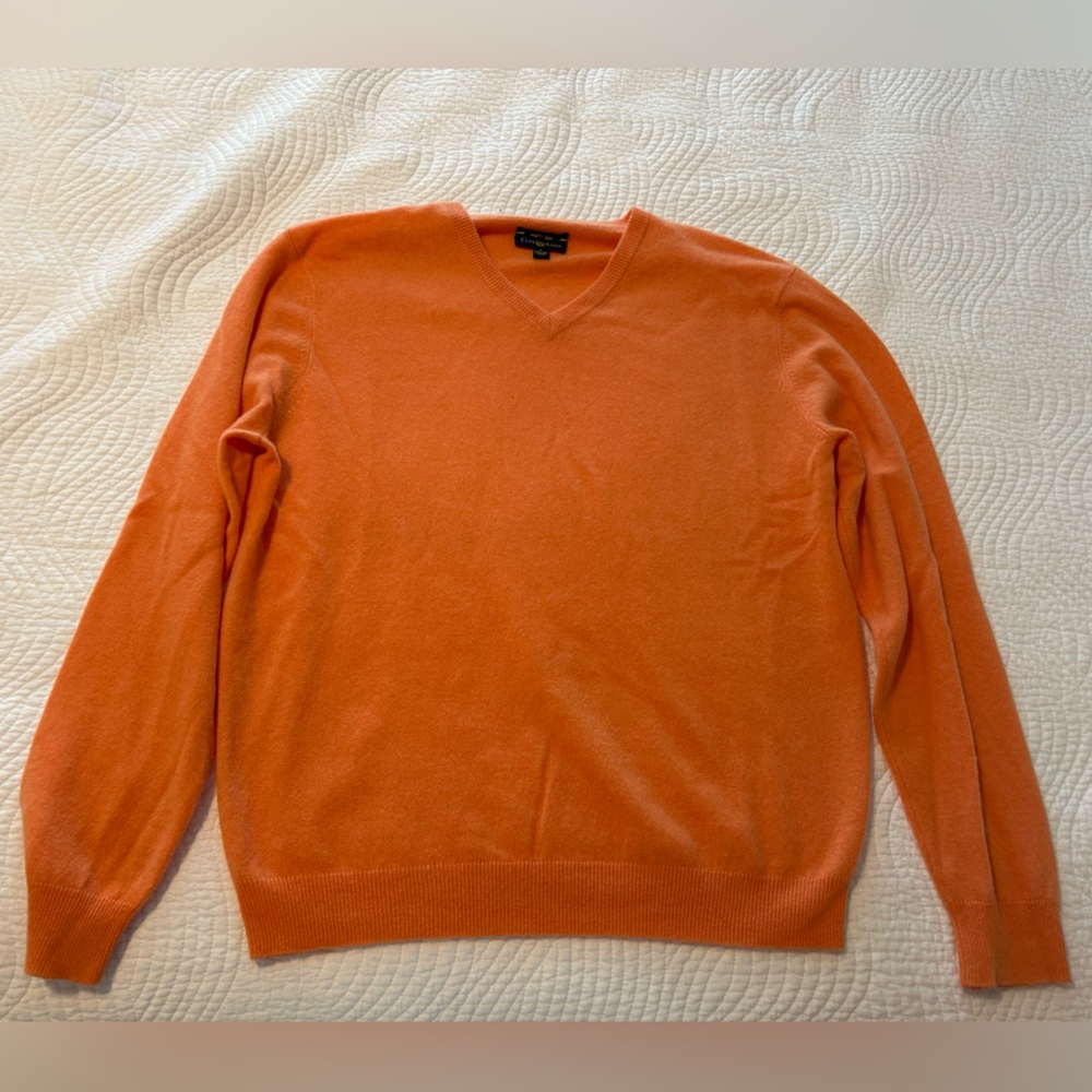 Club Room Orange Cashmere V-Neck Sweater